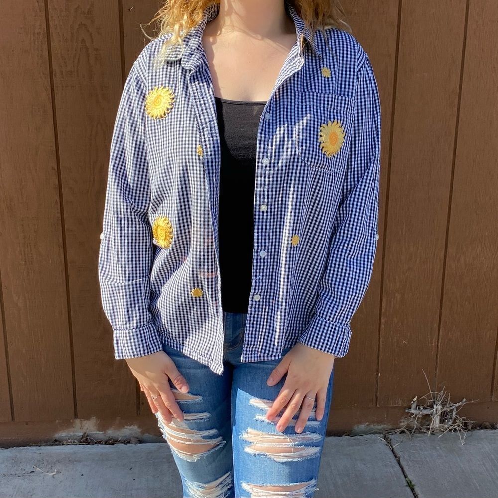 Gingham And Sunflower Button Down - image 4